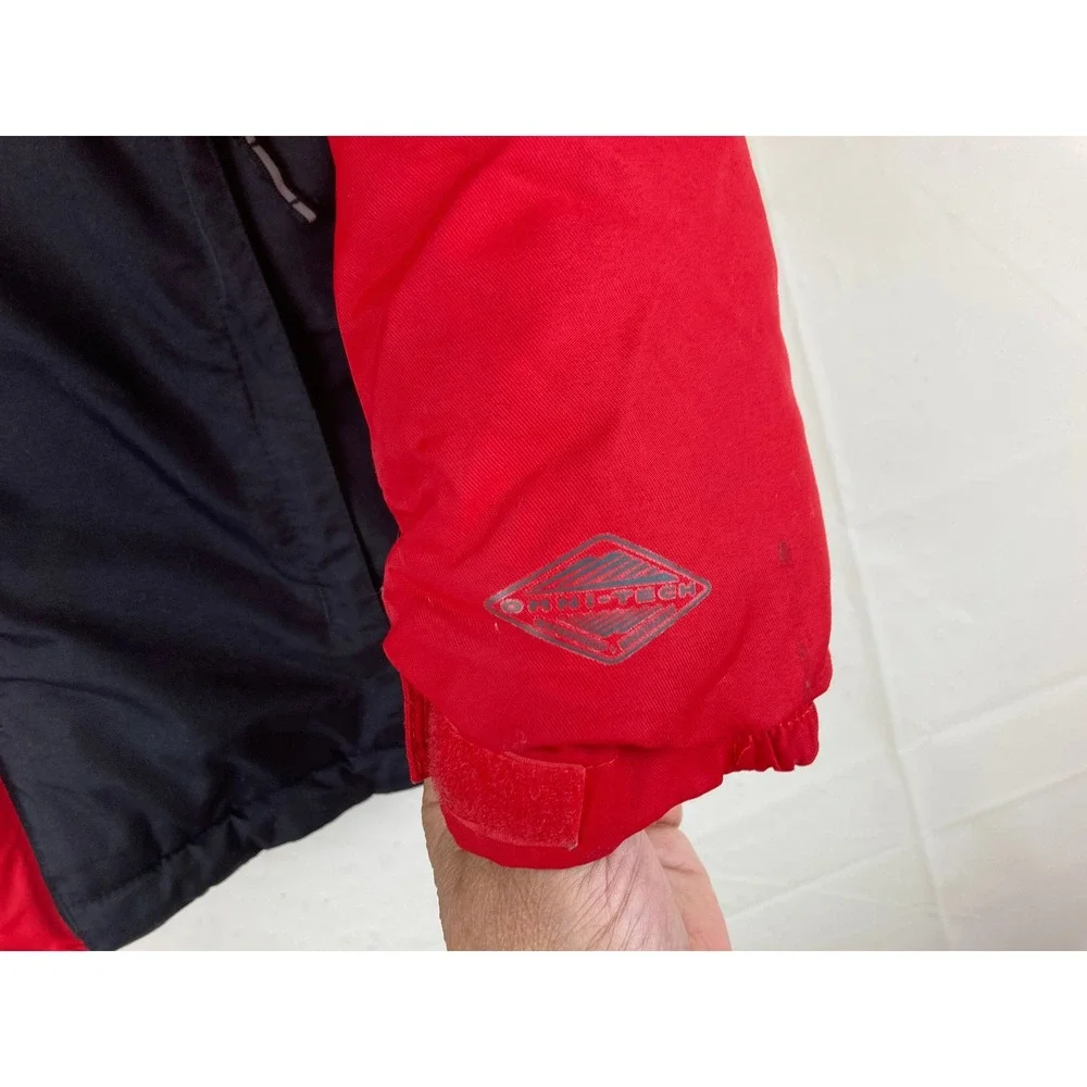 Columbia Winter Jacket Boys M Red Black Omni-Tech Hooded Ski Snow School